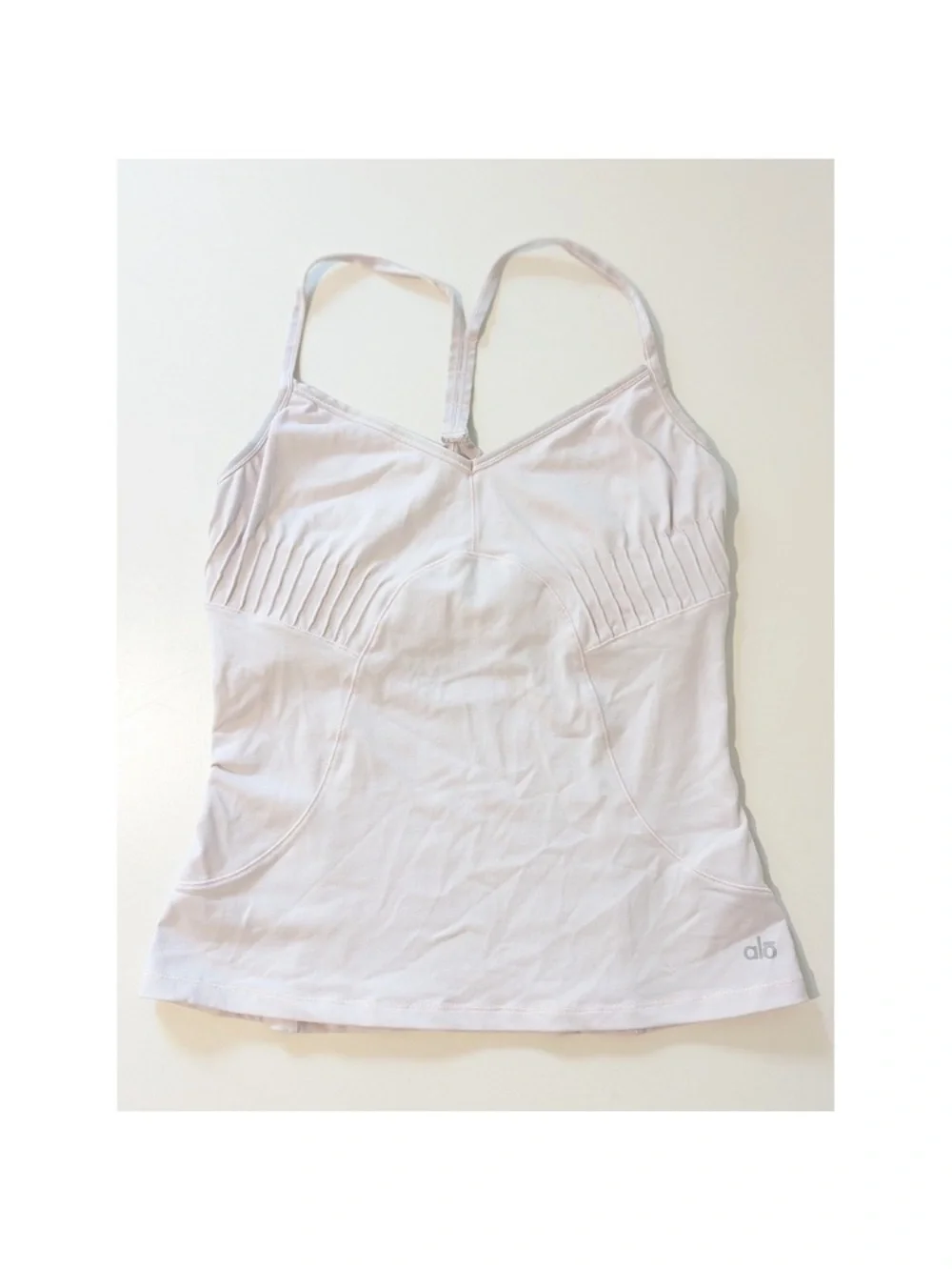 ALO Yoga Pale Pink Ruched Stretch Camisole